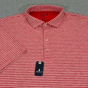 Johnnie-O Mens Performance Polo Shirt XL Clipperr Stripe Red UPF 50 Golf NWT